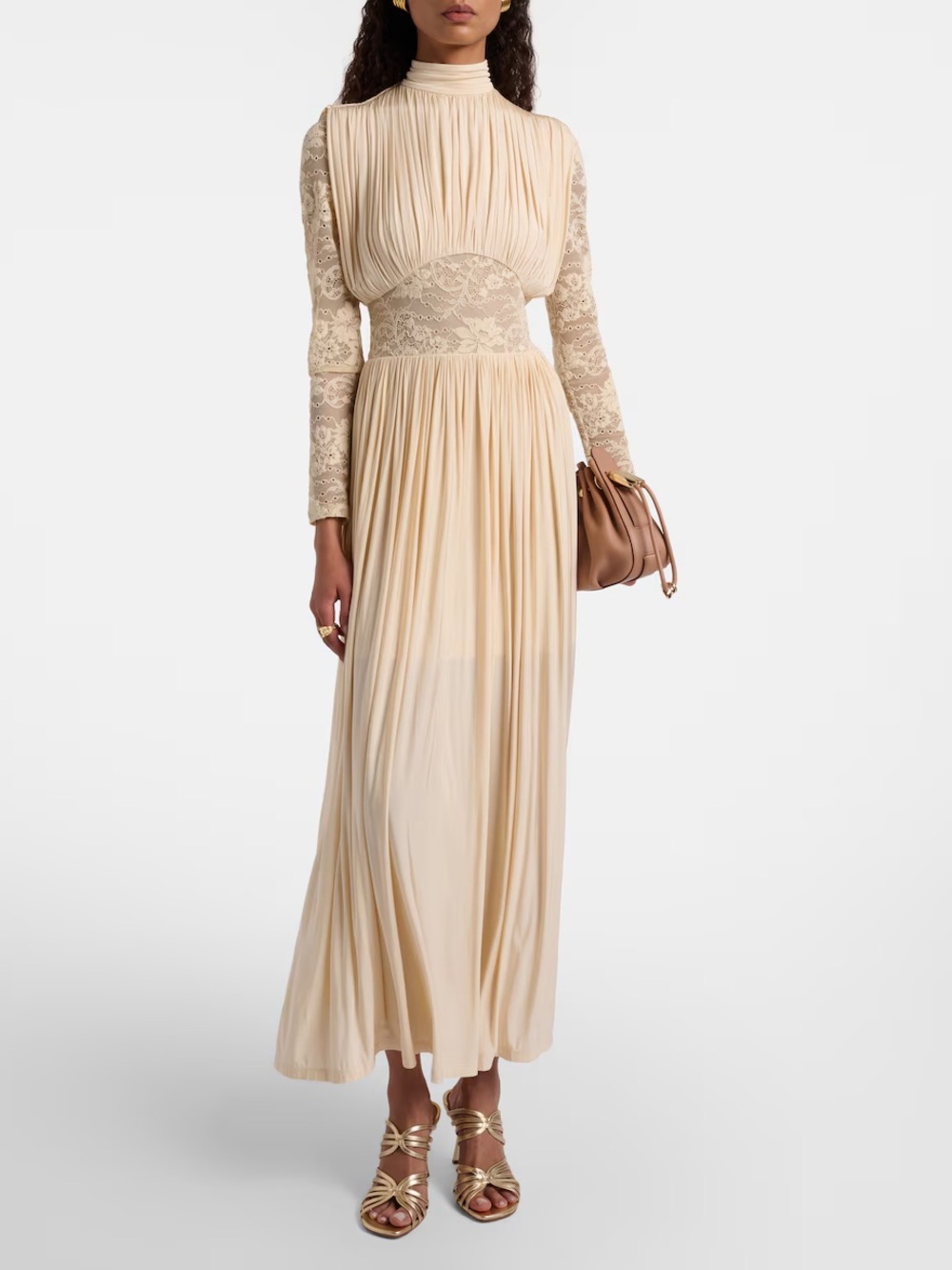 Zimmermann Ruched Stretch Lace Cream Dress Size 0 or XS